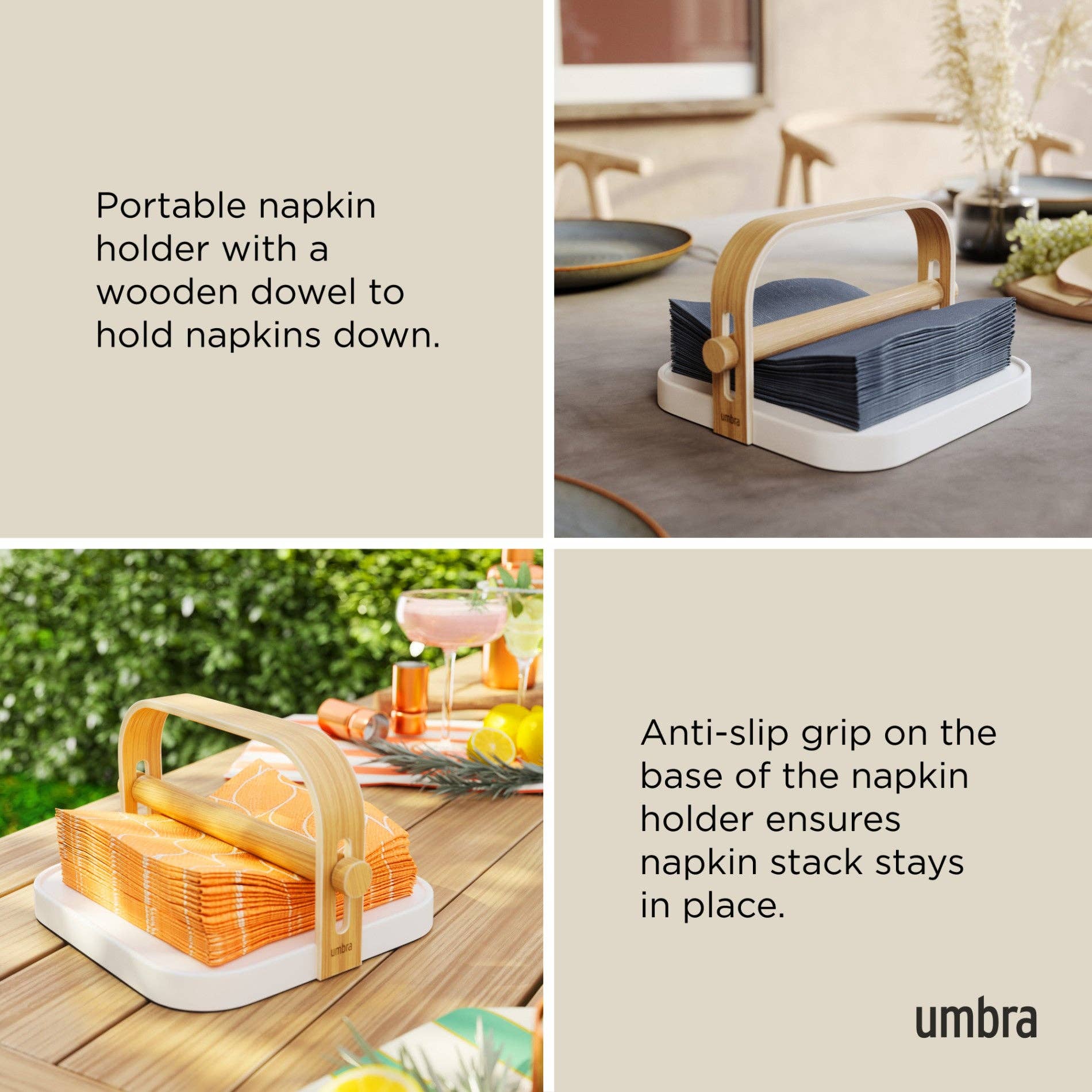 White Natural Bellwood Napkin Holder for wholesale on Faire5