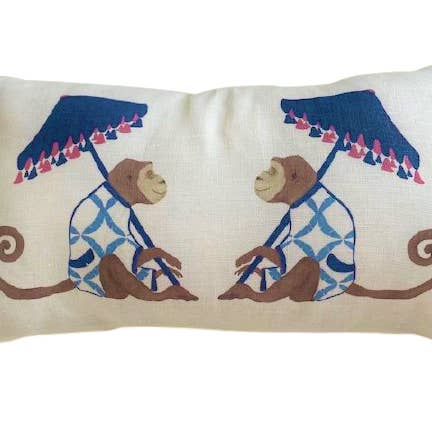 Djur/Fåglar/Fiskar/Apor med parasoll Linnekudde för wholesale av Ox Bow Decor