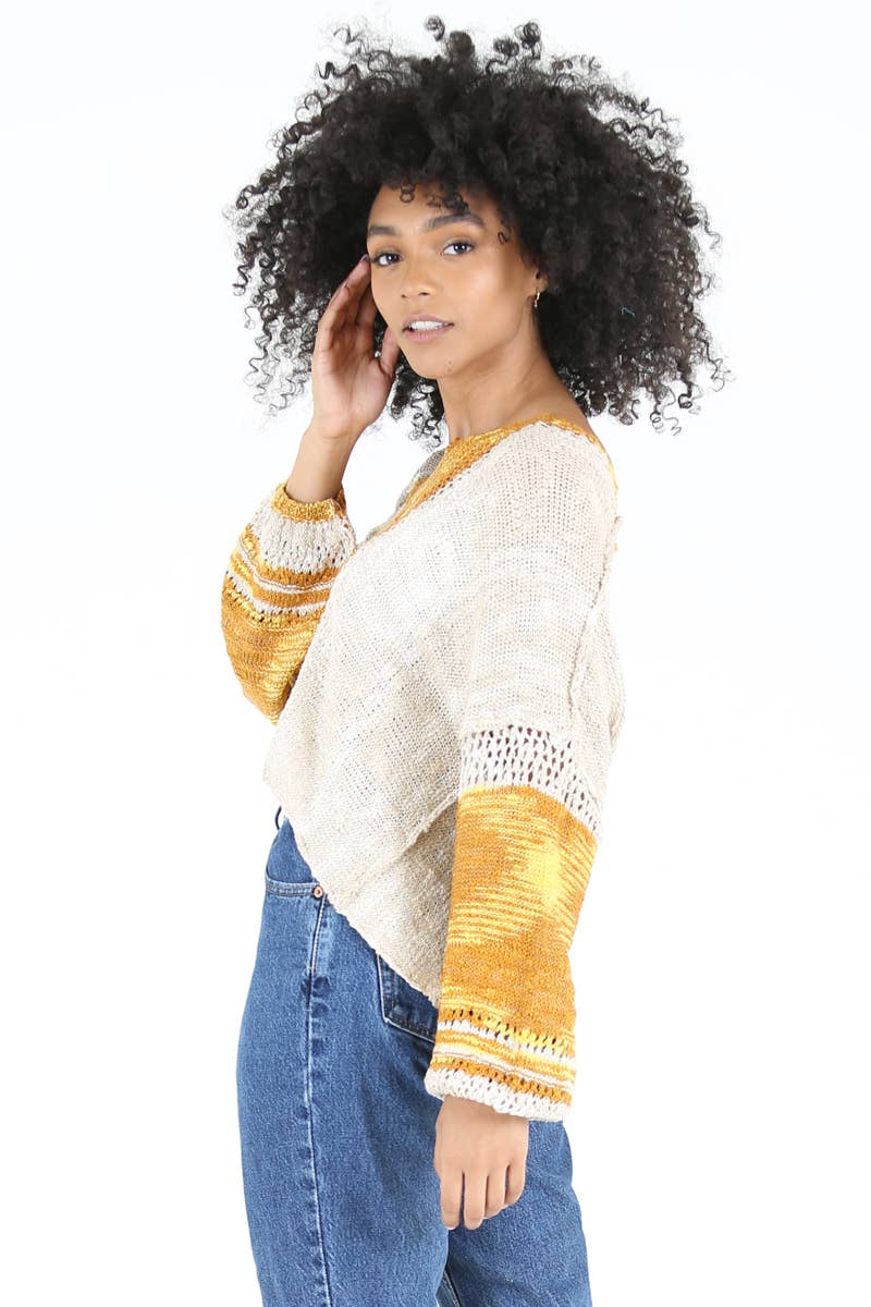 ANGIE - Wholesale Knit Sweater - Women's - XHE55-ASIS BEACHY LIGHT WEIGHT V NECK CROP PULLOVER SWEATER18