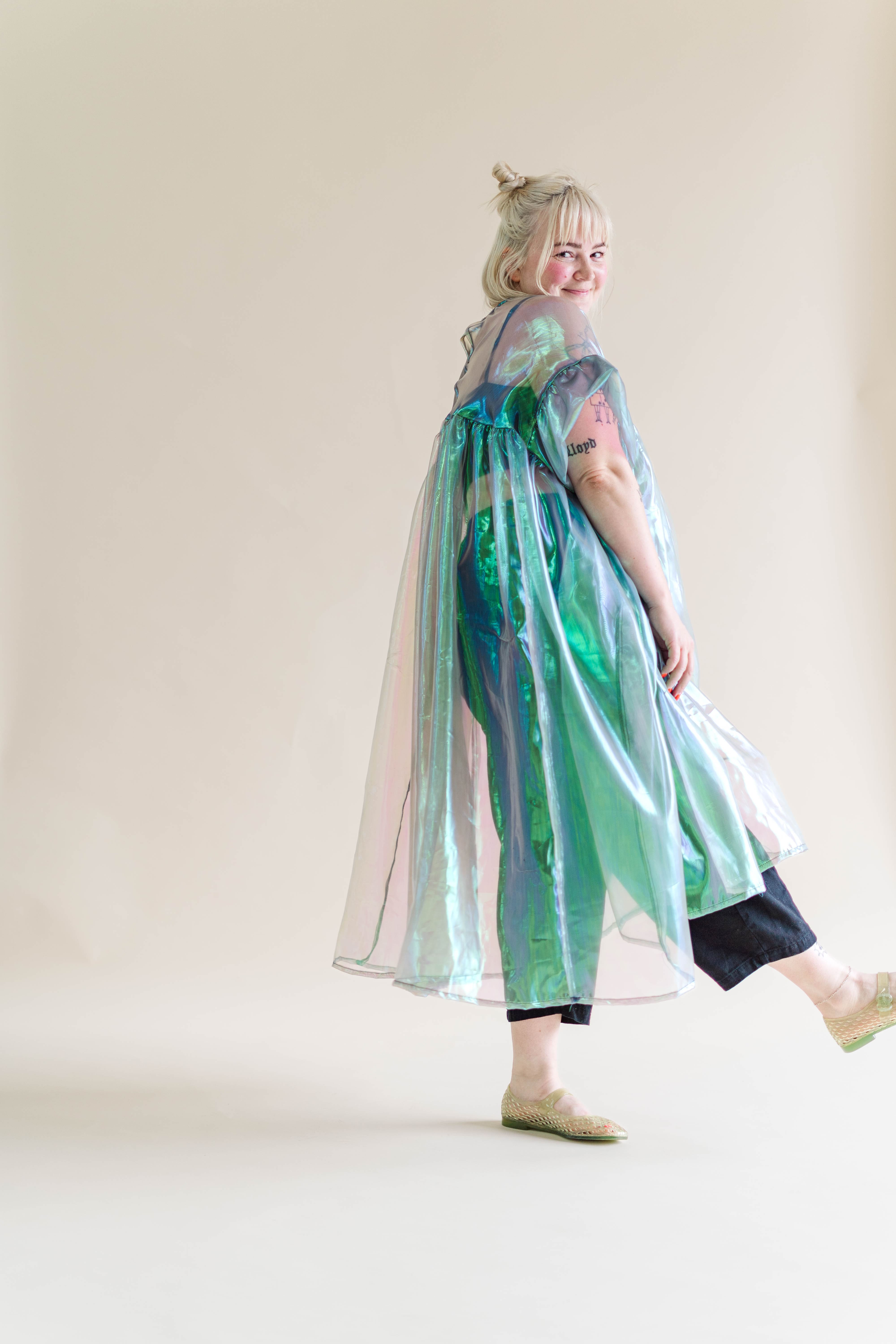 Nettle Studios - Wholesale Dress - Women's - Size-Inclusive Plus Size Gathered Sheer Green Maxi Dress7