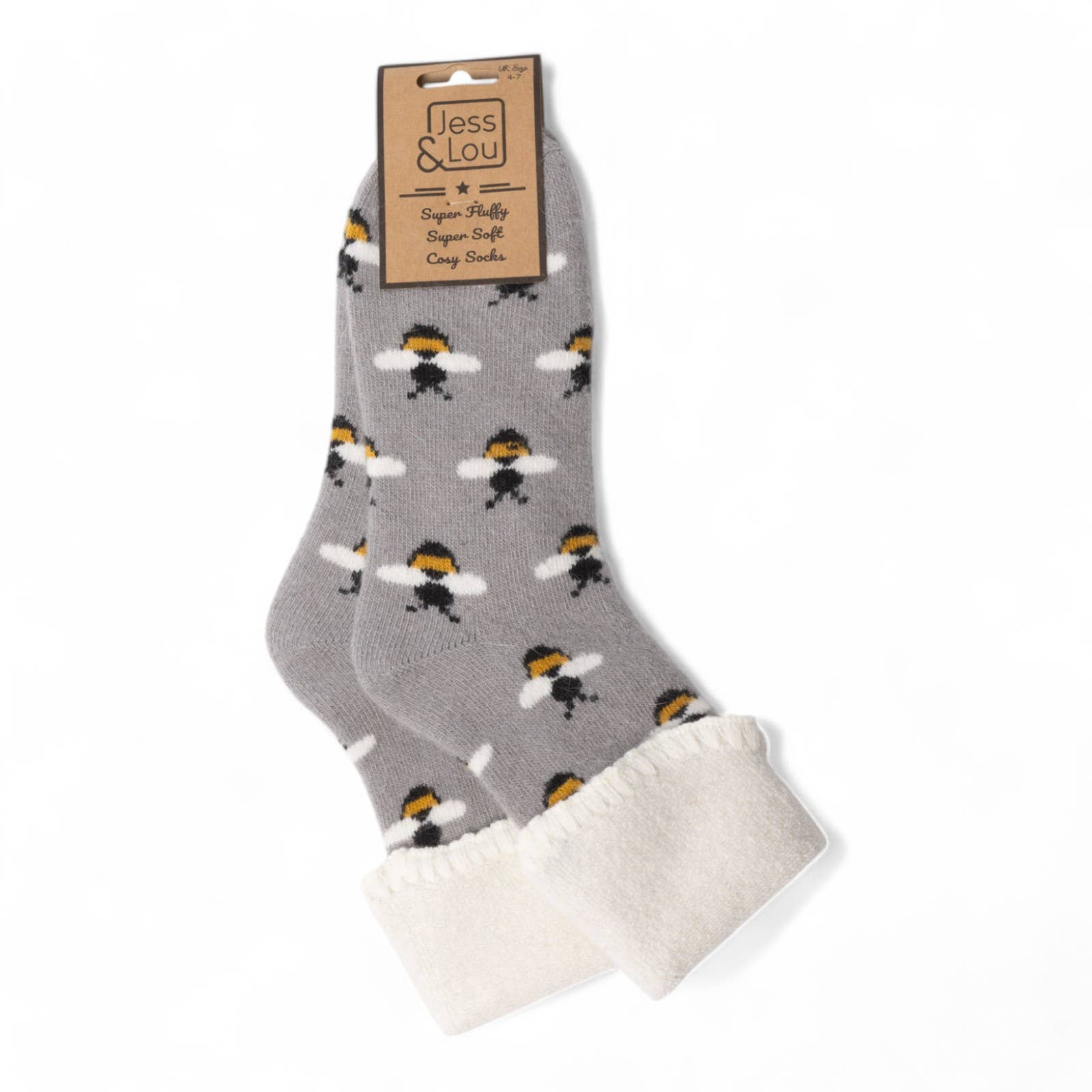 Jess & Lou - Wholesale Socks - Women's - Beautiful Bumble Bees Super Cosy Cuff & Rib Socks5