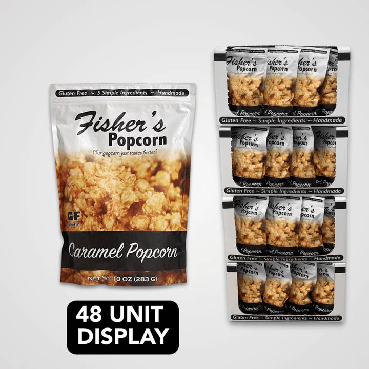 Fisher's Popcorn Large Pouc Shipper Display (4 Case Display) for wholesale by Fisher's Popcorn