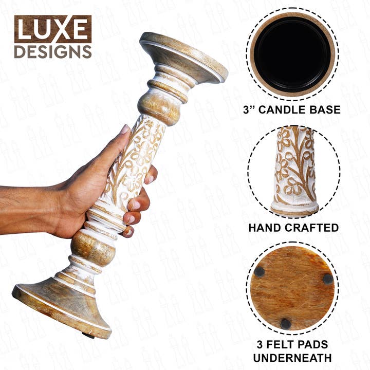 LuxeDesigns Co LLC - Wholesale Candle Holder - Candle Holders Wood - Hand Carved - Artisan Crafted3