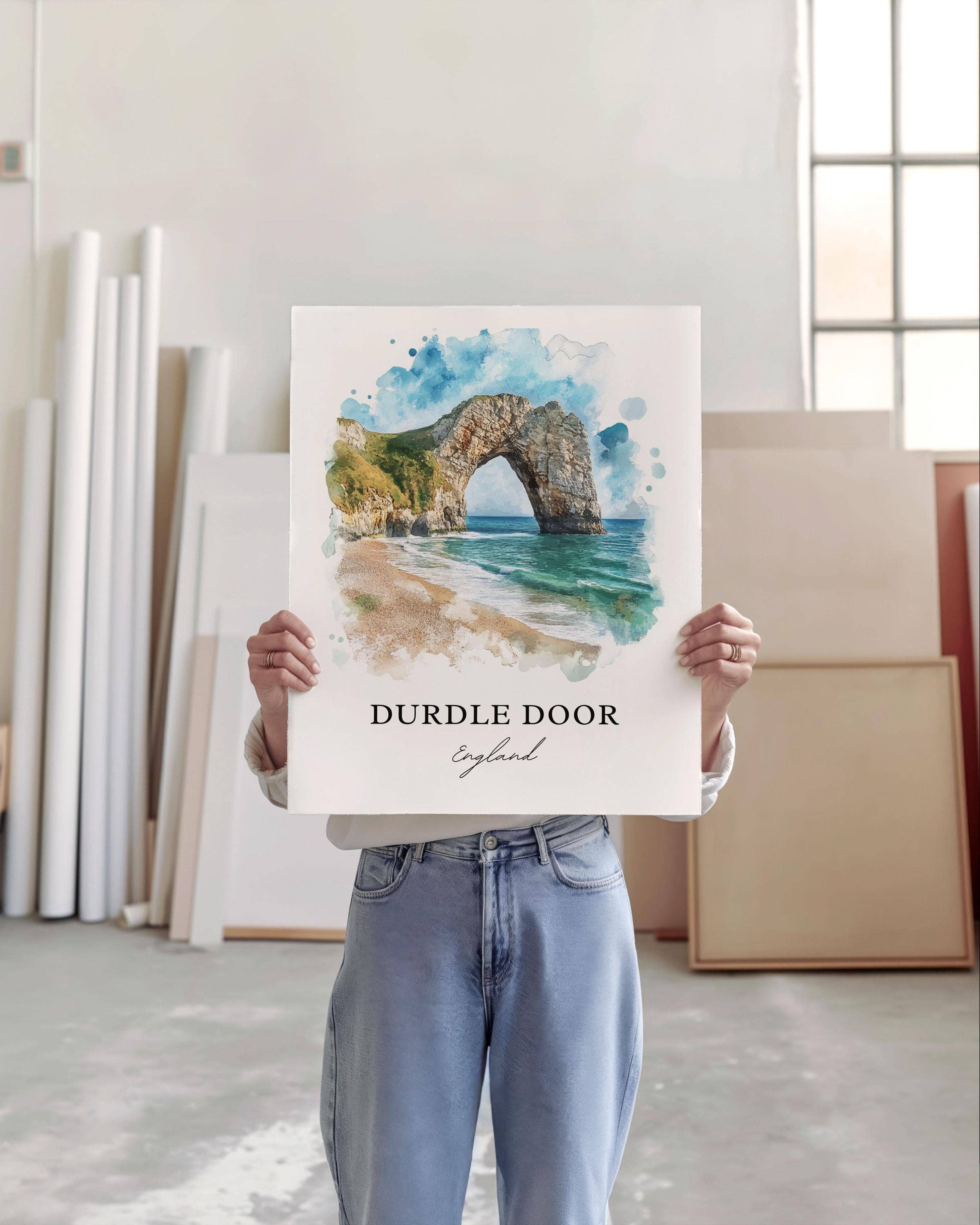 Premium Travel Art - Wholesale Art Print - Durdle Door Wall Art, Lulworth Print, Dorset England Watercolor Art, Durdle Door Gift, Travel Print, Travel Poster, Housewarming Gift2
