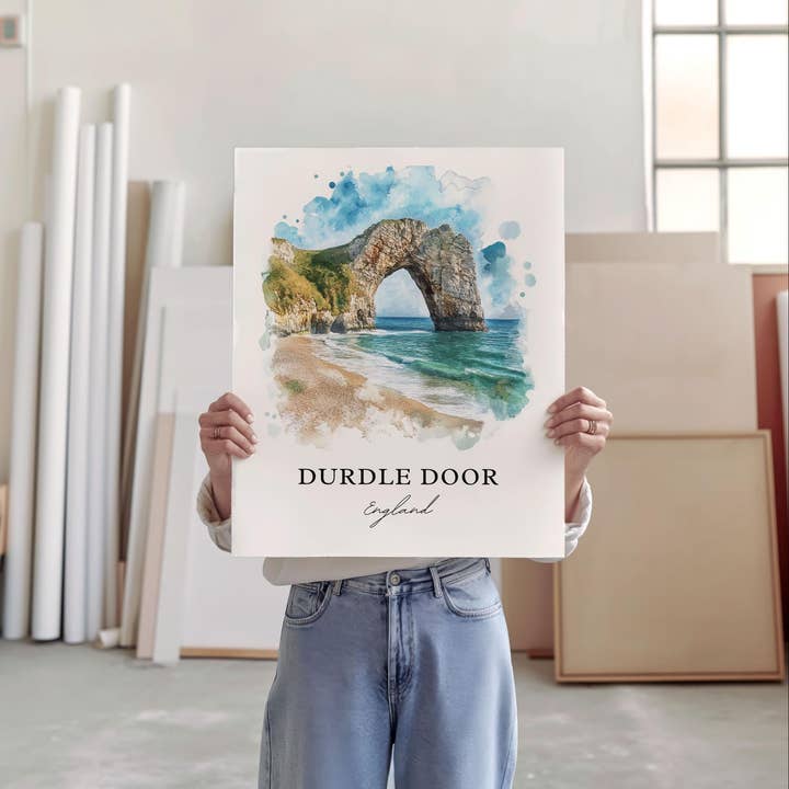 Premium Travel Art - Wholesale Art Print - Durdle Door Wall Art, Lulworth Print, Dorset England Watercolor Art, Durdle Door Gift, Travel Print, Travel Poster, Housewarming Gift2