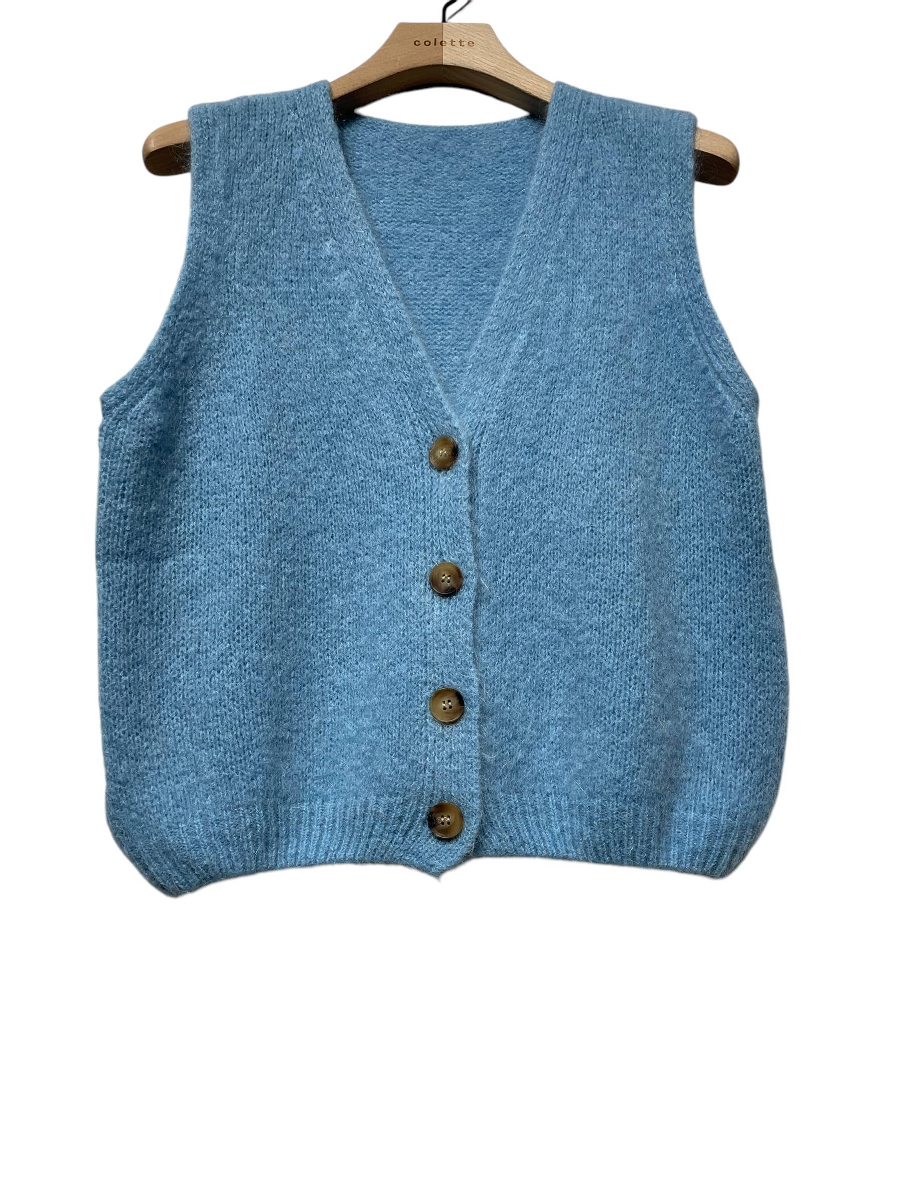 LINEN & COTTON HOUSE - Wholesale Sweater Vest - Women's - Sleeveless sweater with buttons 50719