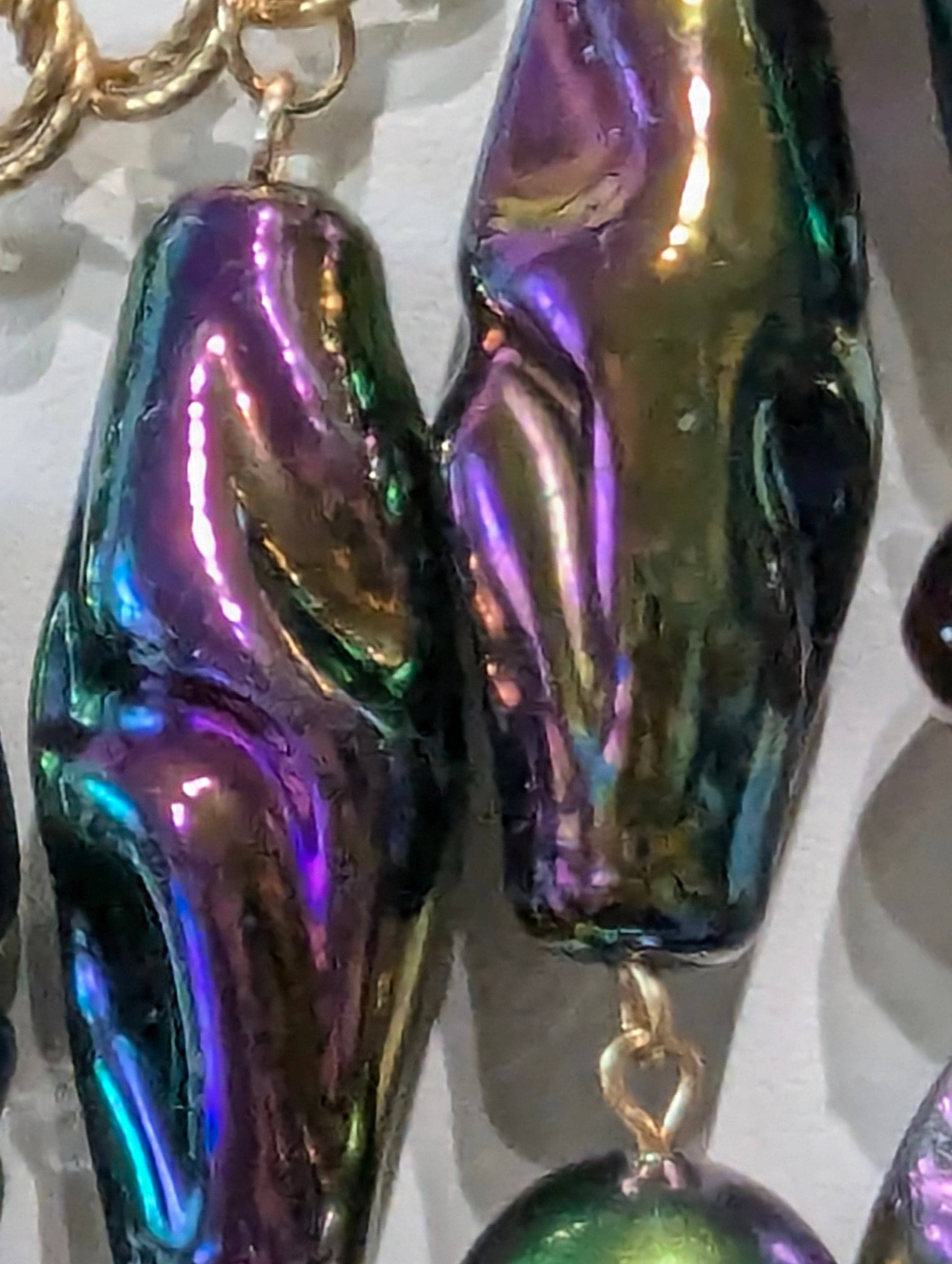 Gay Isber Designs - Wholesale Bib Necklace - Unique Vintage-Inspired Bib Purple Green Necklace with 1970s Austrian AB Acrylic Beads and Swarovski Crystals - One-of-a-Kind Design by Sugar Gay Isber10