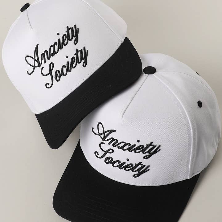 Anxiety Society 3D Letter Embroidered Trucker Hat for wholesale by Fashion City