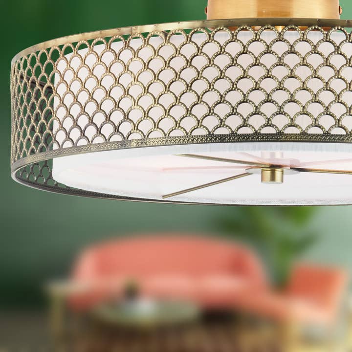 River of Goods - Wholesale Chandelier/Hanging Light - 18.25"W Brushed Gold 2-Light Semi-Flush Mount Ceiling Light