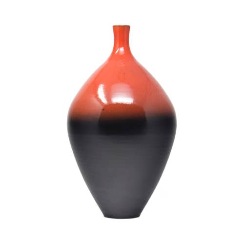Modern Orange-Black Ceramic Vase - Made in Italy for wholesale by LABORATORIO CERAMICA ARTISTICA DI CATERINA PORCU