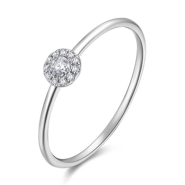 Pavé II ring with diamonds, 18K white gold for wholesale by Leaf Jewelry
