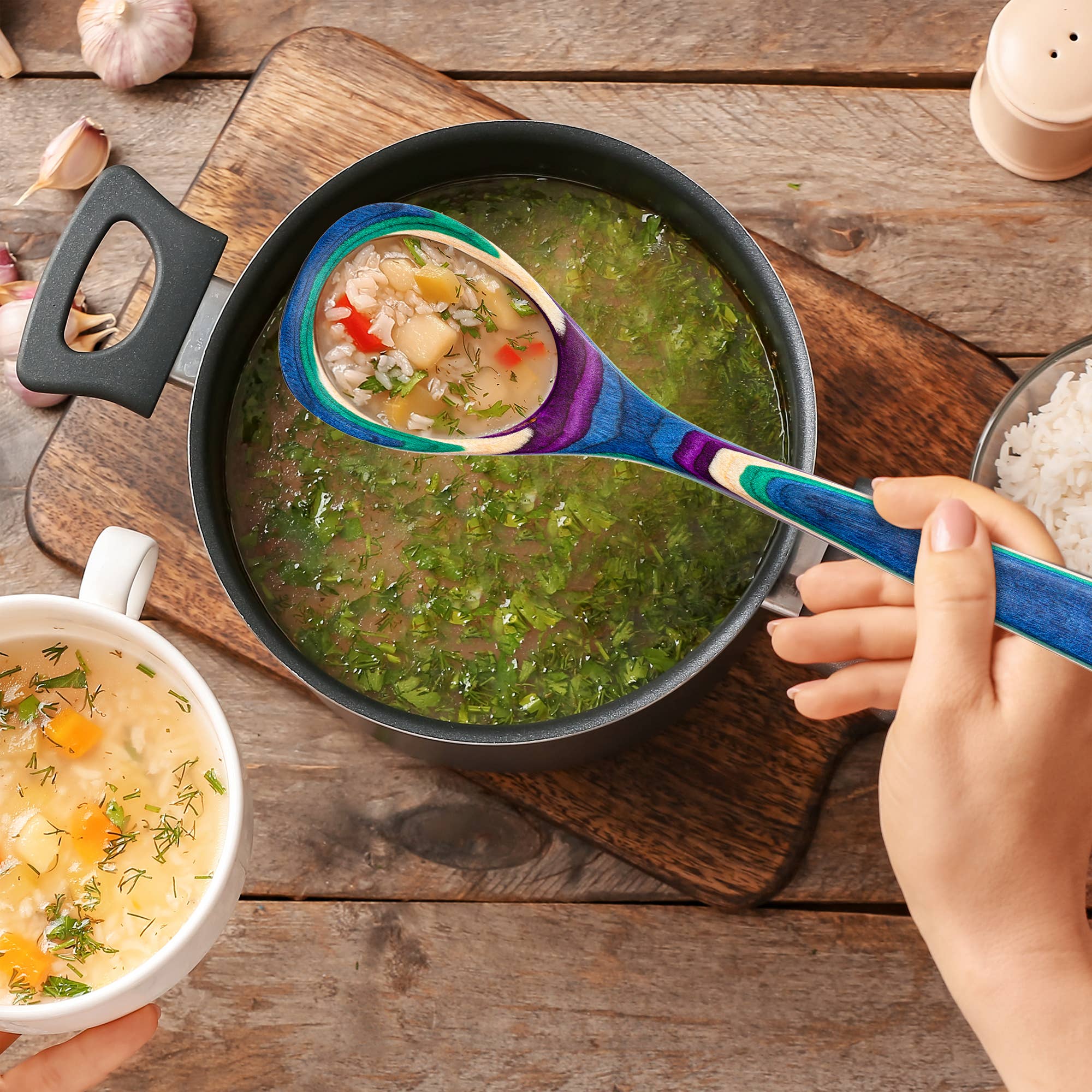 Totally Bamboo – wholesale Kökssked – Baltique® Mumbai Färgglad Träslev, 12,5"1