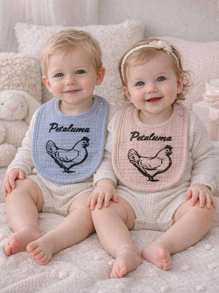 Petaluma Baby Bibs- Assorted Colors and Images for wholesale by Luma Vintage