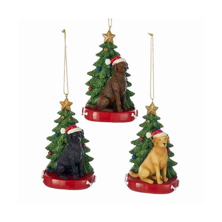 Kurt S. Adler, Inc. - Wholesale Ornament Set - 4.25"LABRADOR RETRIEVER W/TREE 3/A1