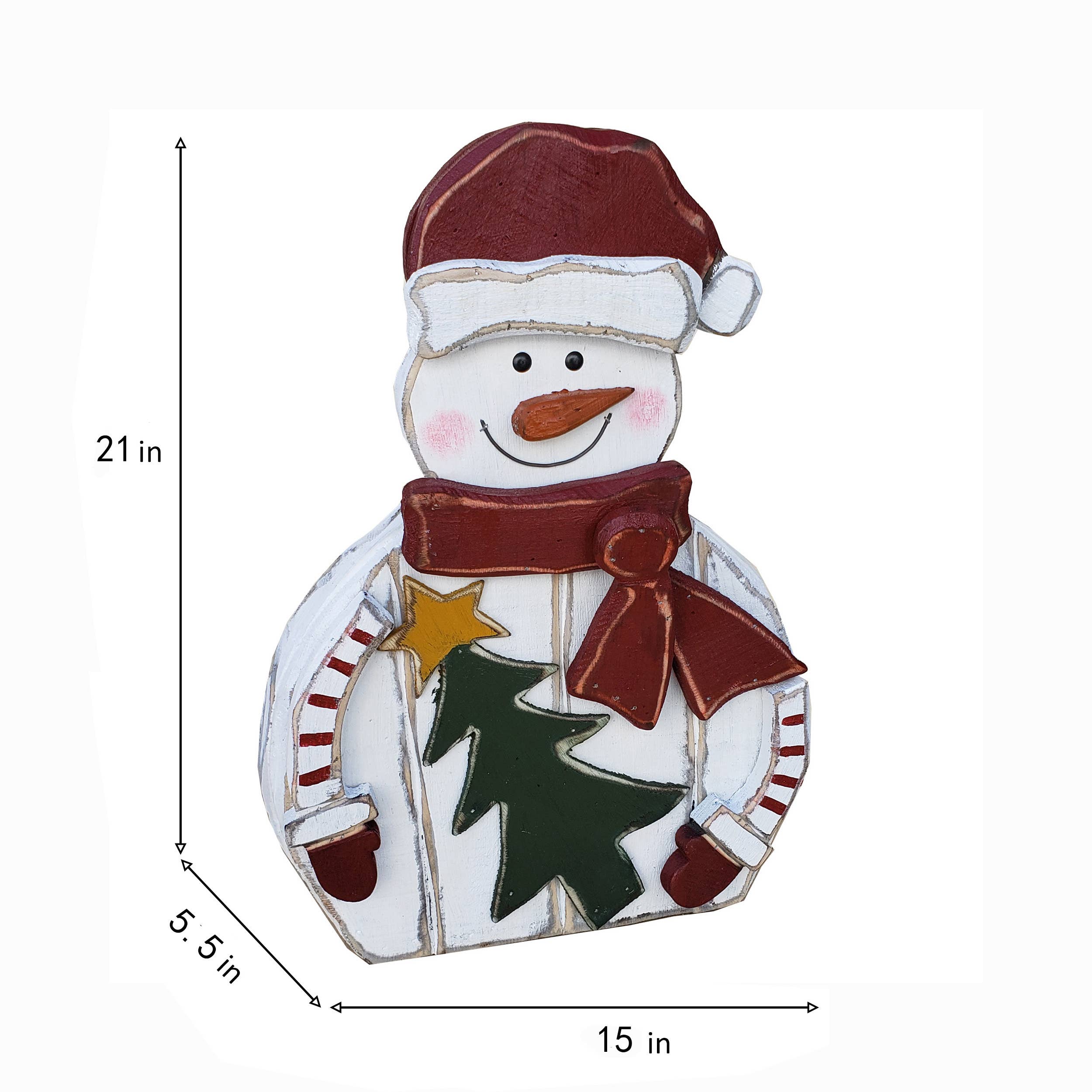 Hi-Line Gift Ltd. - Wholesale Kerstdecoratie - 2-delige houten kerstman en sneeuwpop 20 cm kerstdecor10