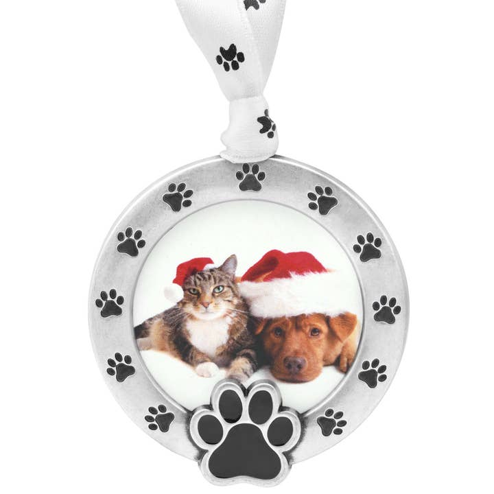 Gloria Duchin - Wholesale Ornament - Paw Print Picture Frame Ornament - Pewter Silver3