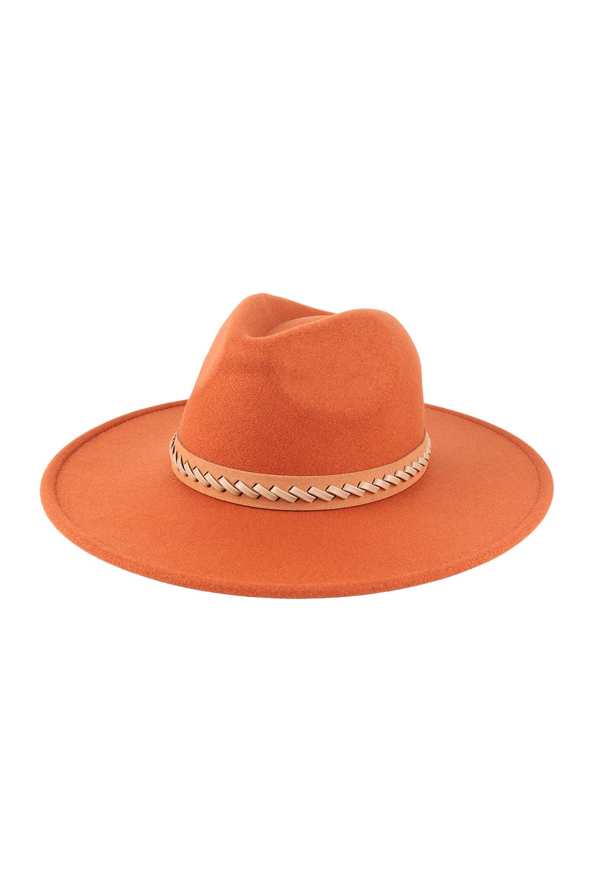 Pink Irene Wholesale - Wholesale Fedora - Women's - FELT FASHION BRIM HAT WITH LEATHER BRAIDED TRIM7