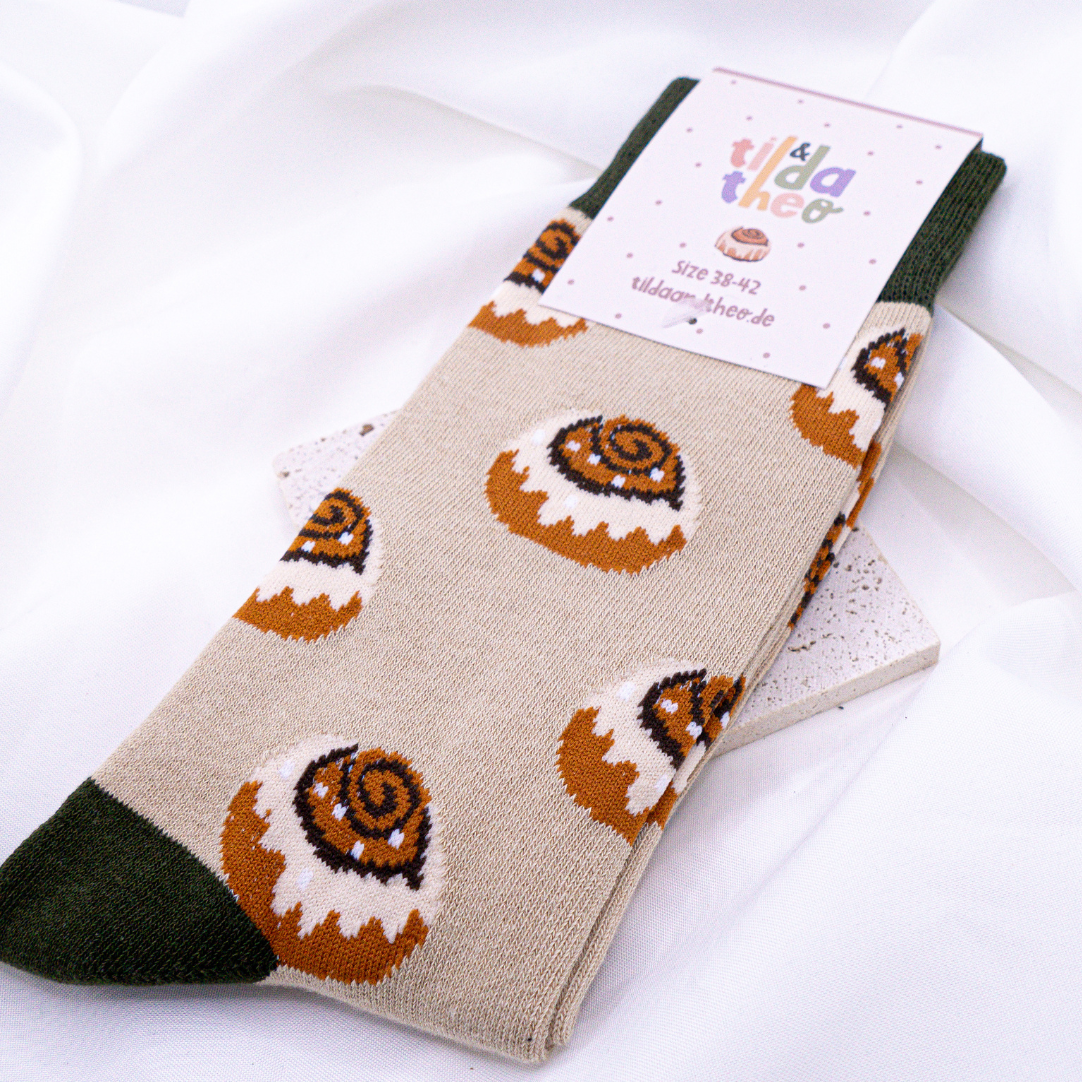 Tilda&Theo - Wholesale Socks - Unisex - Socks Cinnamon Roll Cotton Socks Sweden Kanelbulle8