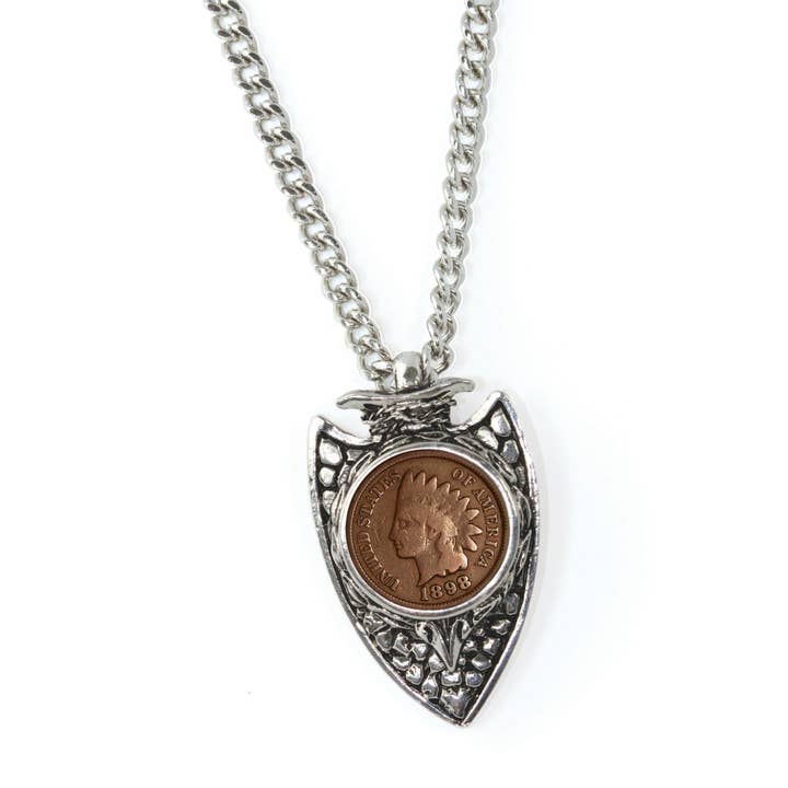 1800s Indian Cent Arrowhead Men's Coin Pendant for wholesale by American Coin Treasures