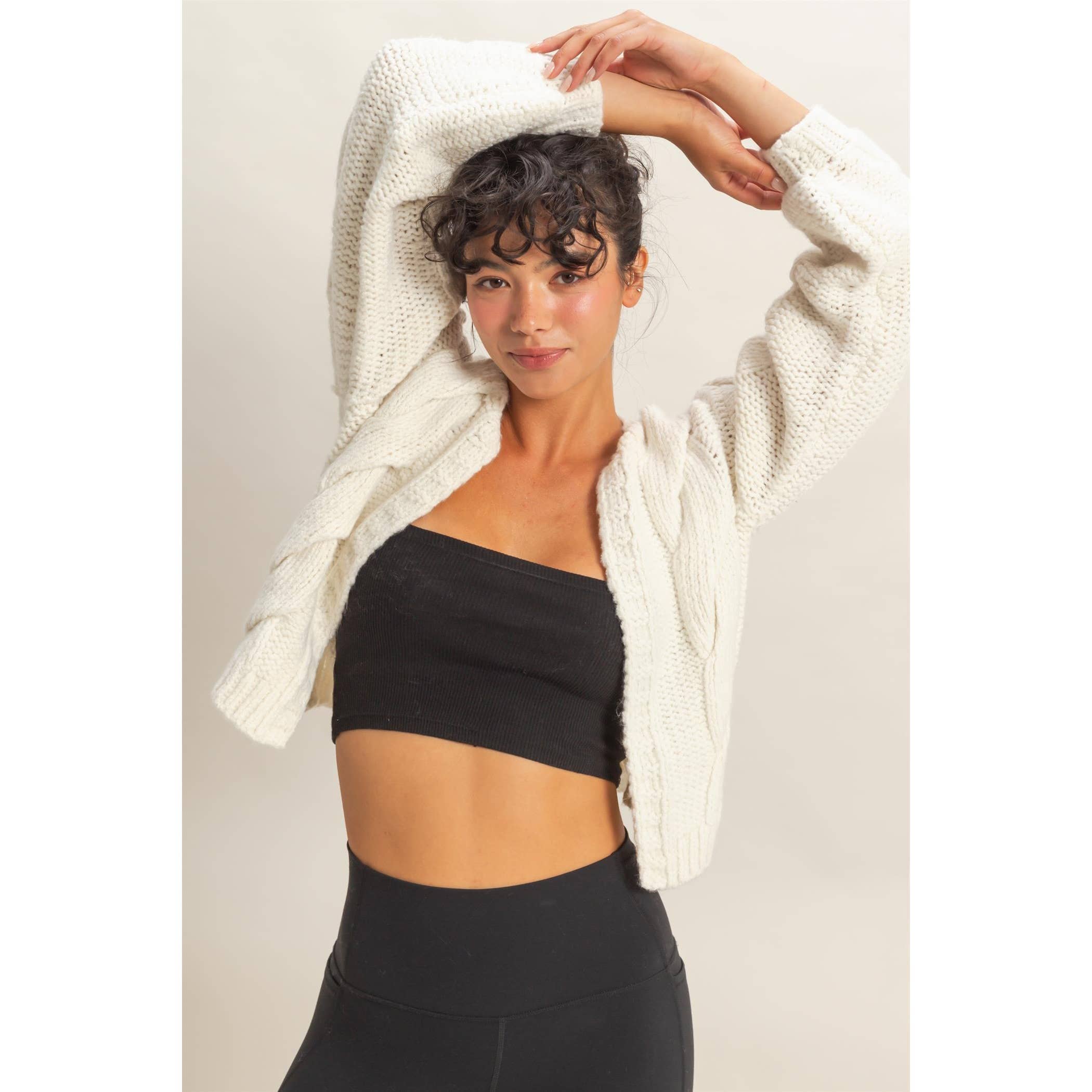 HYFVE - Wholesale Cardigan - Women's - Oversized Cable Knit Open Front Cardigan Sweater18