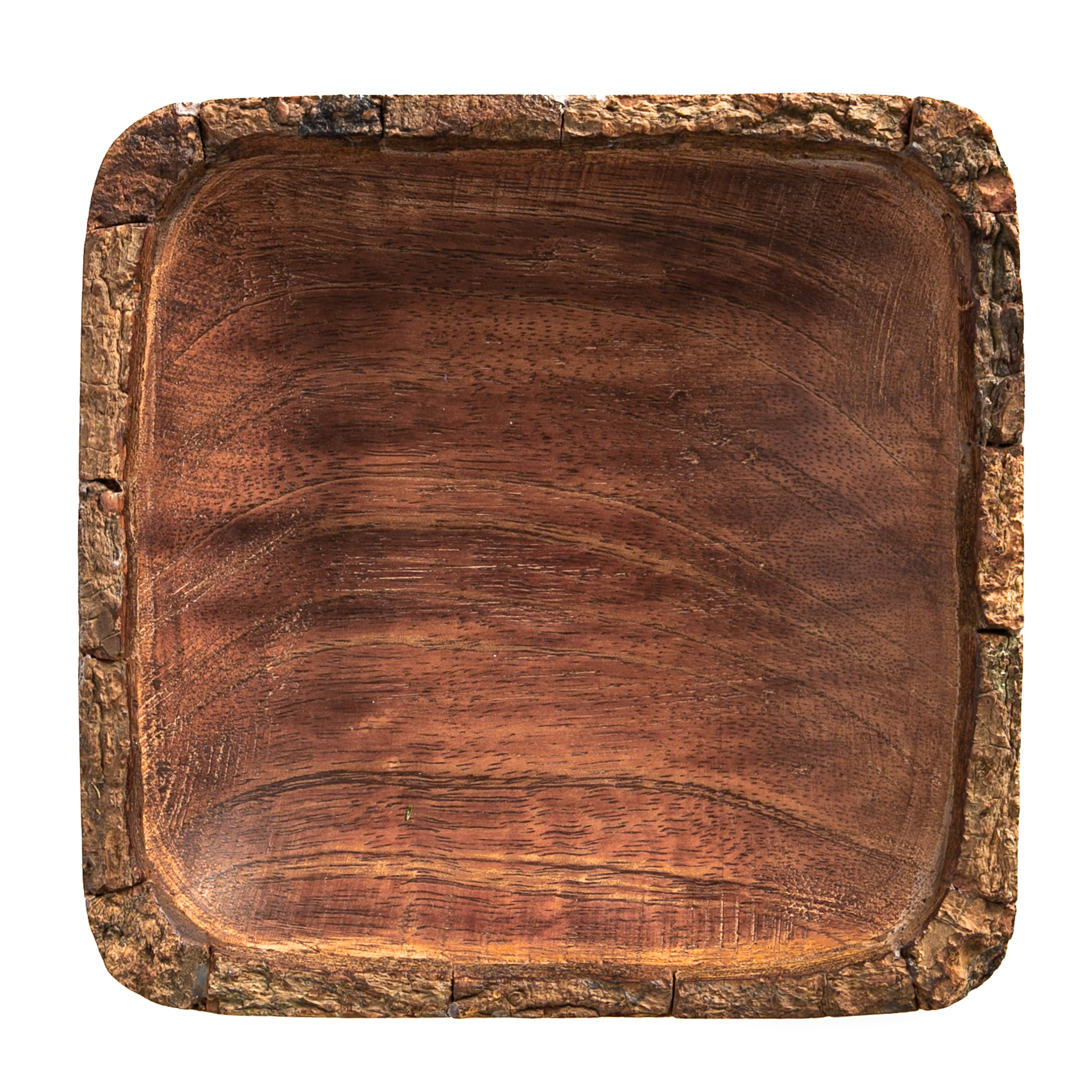 Heritage Lace - Wholesale Cheese Board - Artisan Wood 6x6x1.5 Mango Bark Bowl1