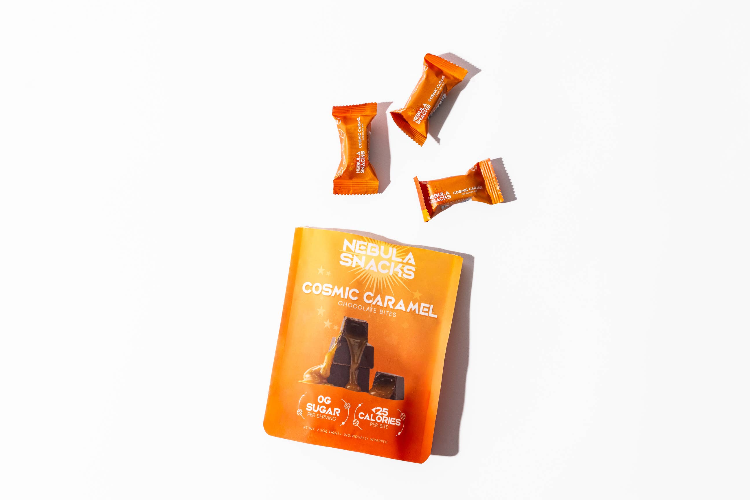 Nebula Snacks - Vente Chocolat - Bouchées de chocolat noir fourrées au caramel cosmique1