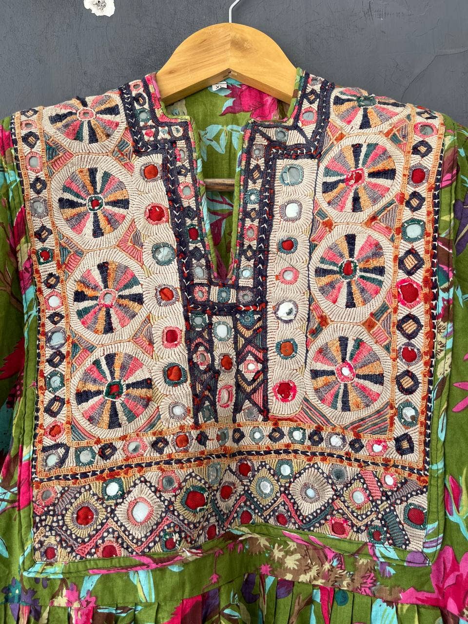 Bhawana Handicrafts - Wholesale Dress - Women's - Indian Bird Print Banjara Yoke Tunic Dress Long Cotton Gowns1