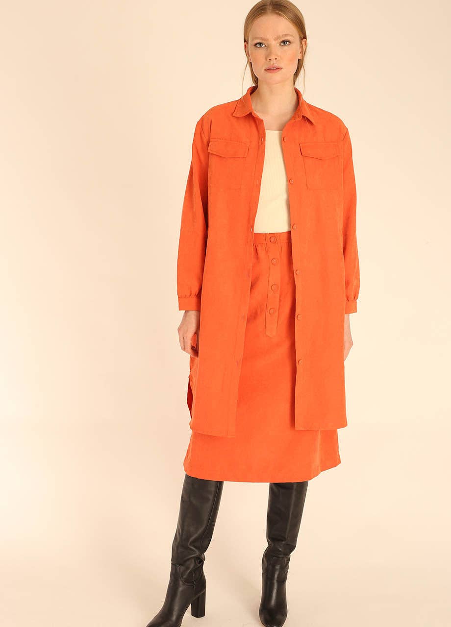 Pepaloves - Wholesale Shirt Jacket/Shacket - Women's - LONG OVERSHIRT PEACH0