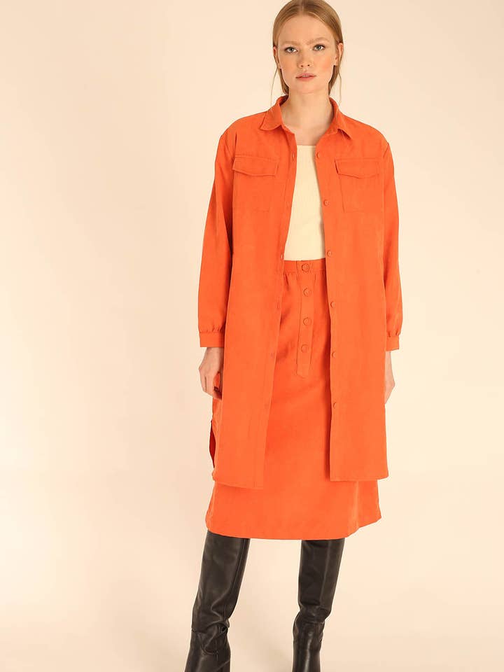 Pepaloves - Wholesale Shirt Jacket/Shacket - Women's - LONG OVERSHIRT PEACH0