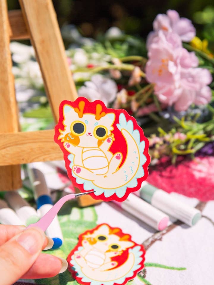 Vinyl Sticker | Dragon Kitty "Napi" | 3 inch | Waterproof & Fade-Resistant for wholesale by MikouArt