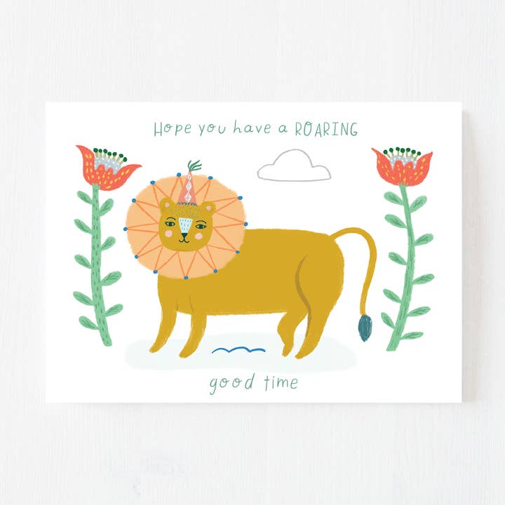 Roaring Lion greeting card for wholesale by Tinker Doodle Happy