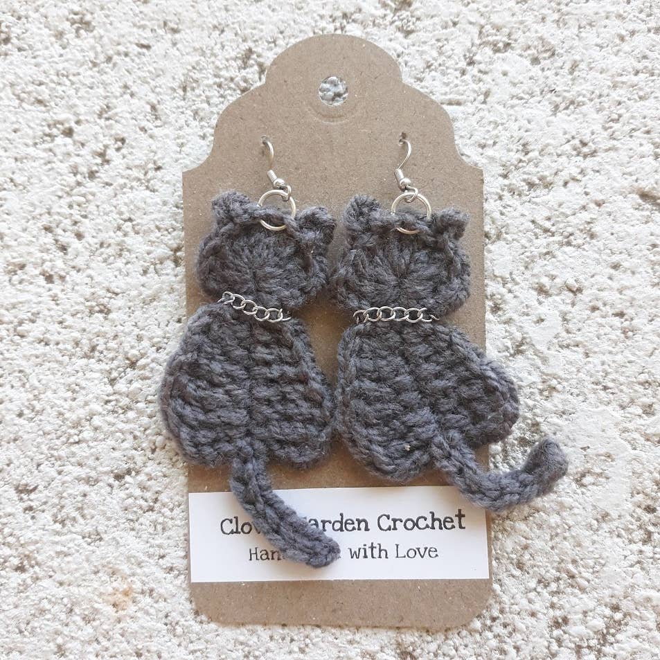 Clover Garden Crafts - Wholesale Dangle Earrings - Crochet Cat or Fat Bottomed Kitten Kitty Earrings 9