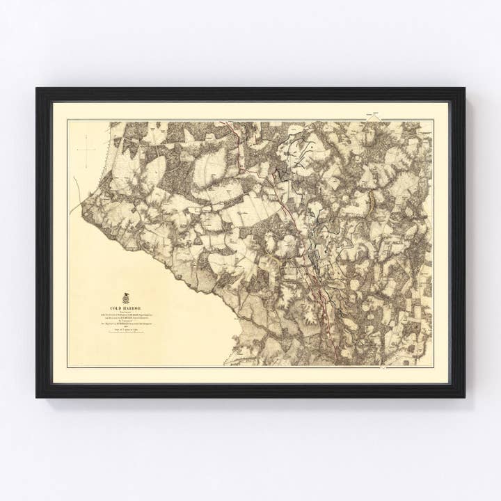 Vintage Map of the Battle of Cold Harbor, 1869 for wholesale by Ted's Vintage Art