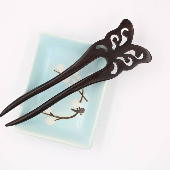 Real Sic - Wholesale Hair Pin - Natural Sandalwood Wood Hair Fork Hair Stick (Butterfly)2