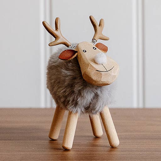 Small Grey Wooden Reindeer for wholesale by We Love Seasons Ltd