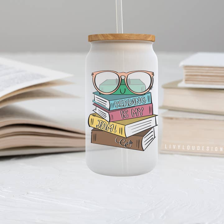 Læsning er min marmelade - frostet dåse glas for engroshandel hos Livy Lou Designs + Co