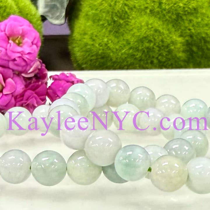 KayleeNYC - Wholesale Beaded Bracelet - Natural Burma Jade Jadeite 10mm 8” Crystal Stretch Bracelet4