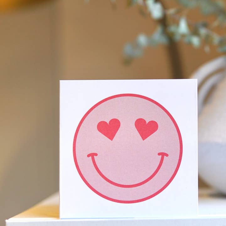 Retro Heart Eyes Smiley Face Valentijnskaart voor wholesale door The Forgetful Collective
