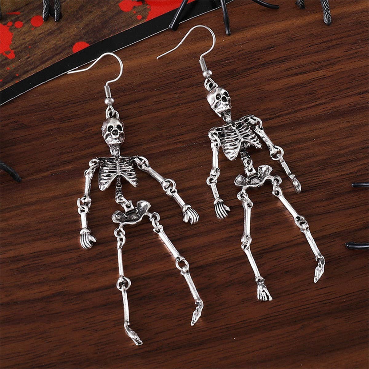 Silver CREATIVE HALLOWEEN HUMAN SKULL VINTAGE EARRINGS_CWAJE1978 for wholesale on Faire3