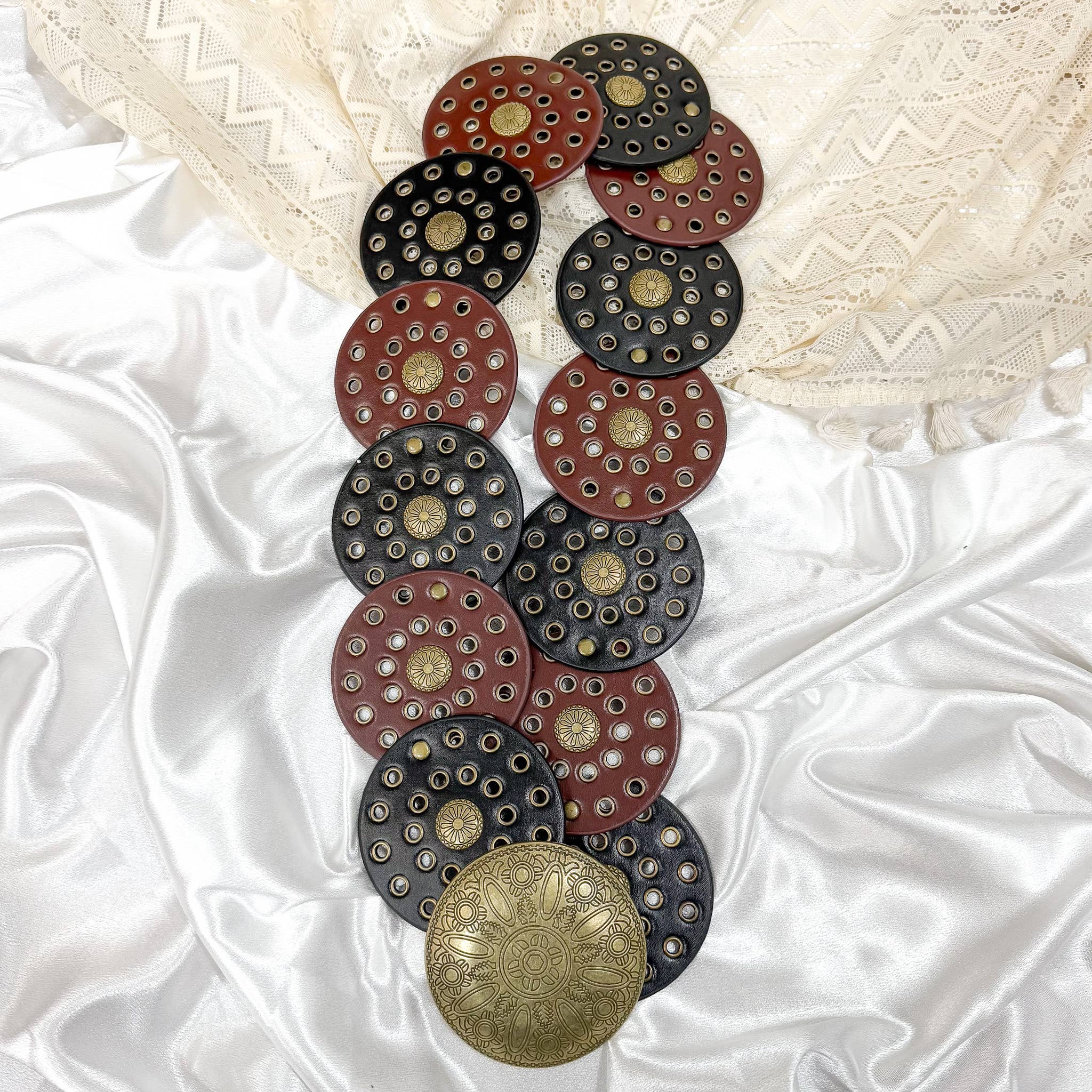 Karma Nepal Crafts - Wholesale Belt - Women's - Boho Big Disc Studded  90s Vintage Vibe Belts2