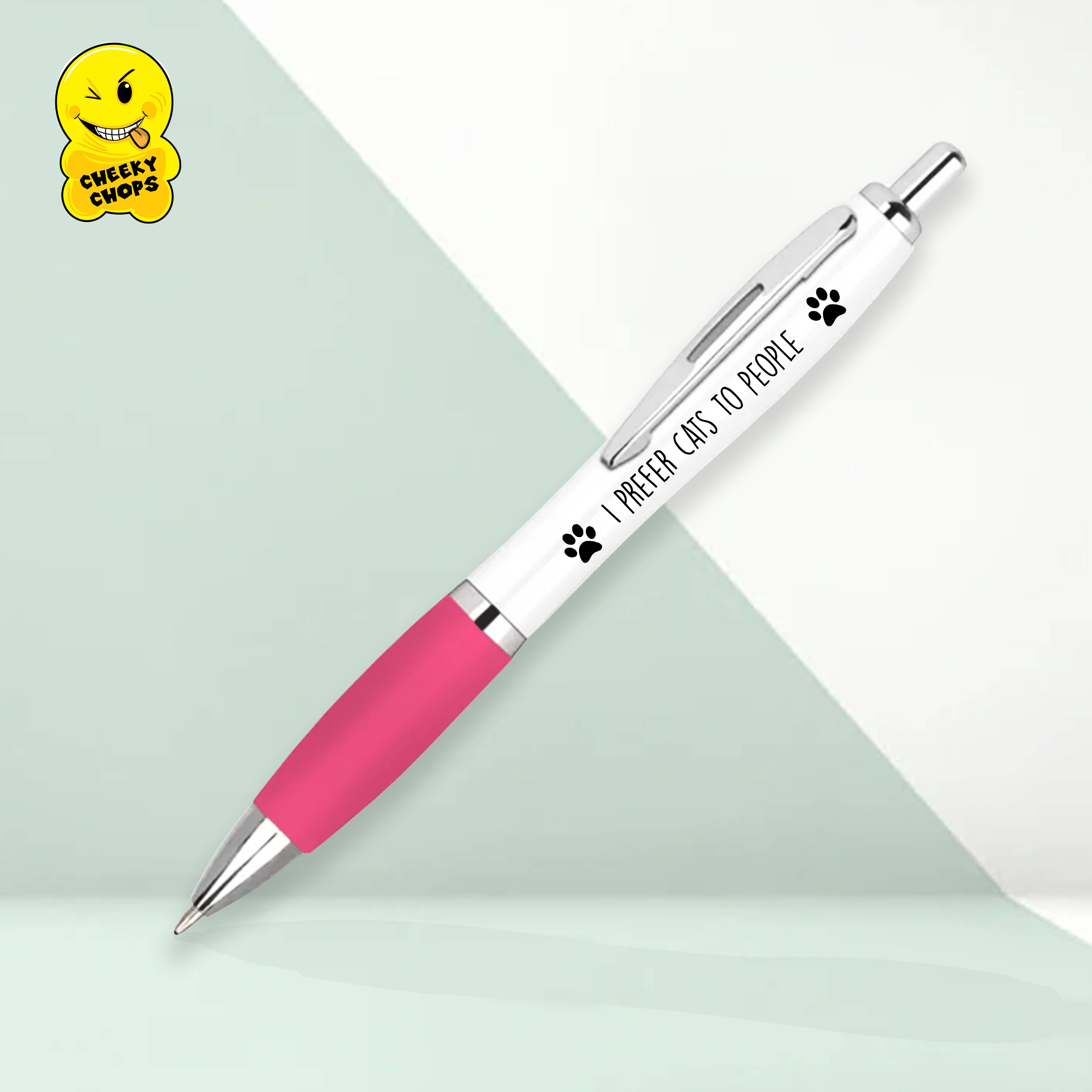 Cheeky Chops Cards & Wanky Candles – Großhandel Stift – Lustiger Witz Novelty Pen - Ich bevorzuge Katzen gegenüber Menschen - PEN601