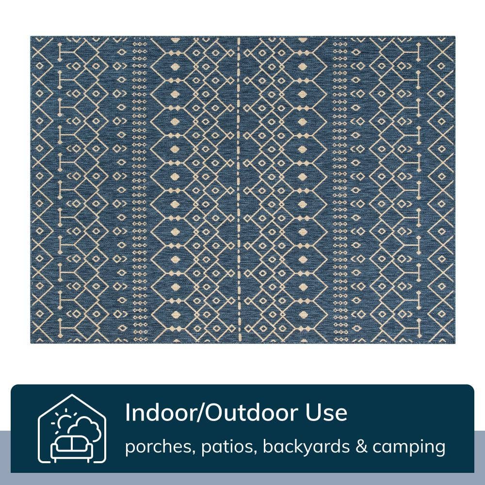 Well Woven - Wholesale Area Rug - Nord Moroccan Tribal Indoor Outdoor Blue Flatweave Rug5