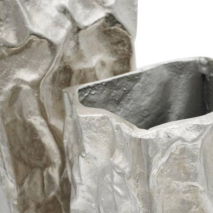 A&B Home Group Inc. - Wholesale Vase - S/2 Silver Aluminum Vases w/ Unique Crinkle Design1