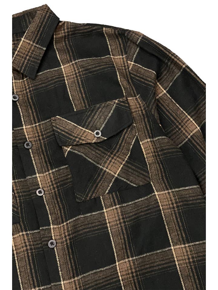 WEIV - Wholesale Button Down Shirt - Men's - Full Checkered Long Sleeve Flannel Button Shirt1