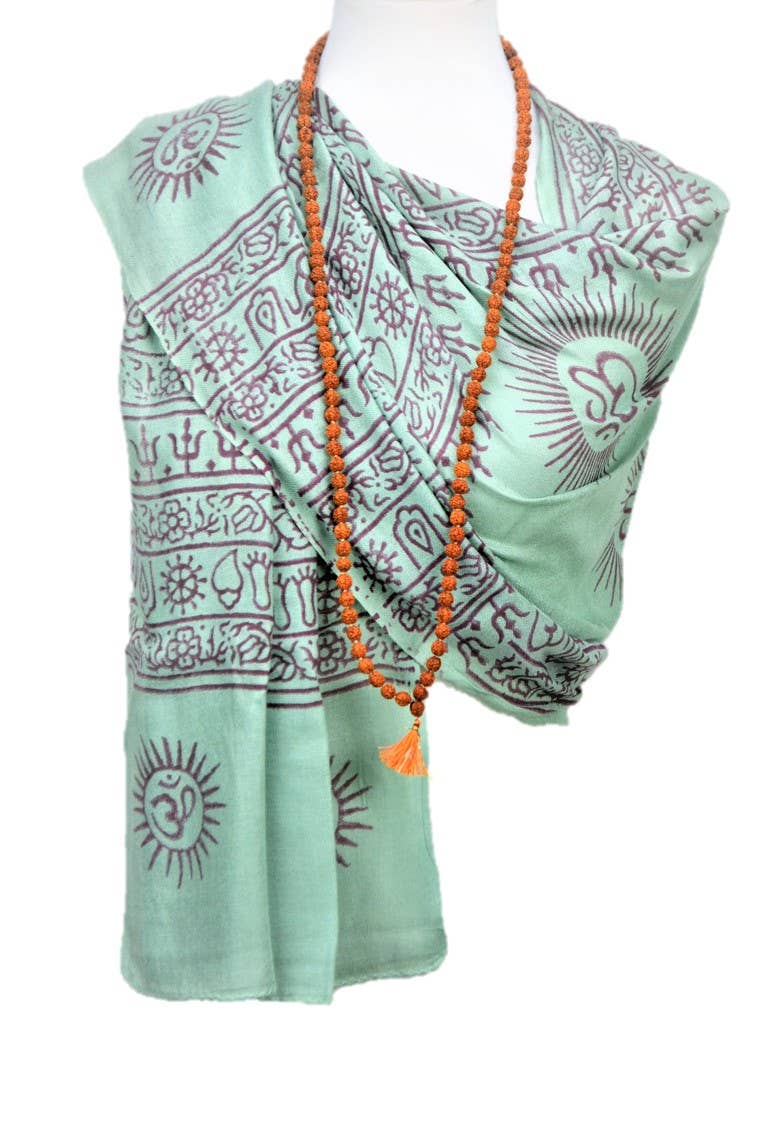 OMSutra – Cachecol - Mulher por atacado – OM Hand Block Bhakti Yoga Oração Sânscrito Hindu Mantra Shawl7