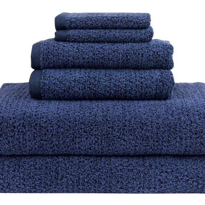 Ensemble de draps de bain 6 pièces Diamond Jacquard, bleu marine pour la vente par Everplush