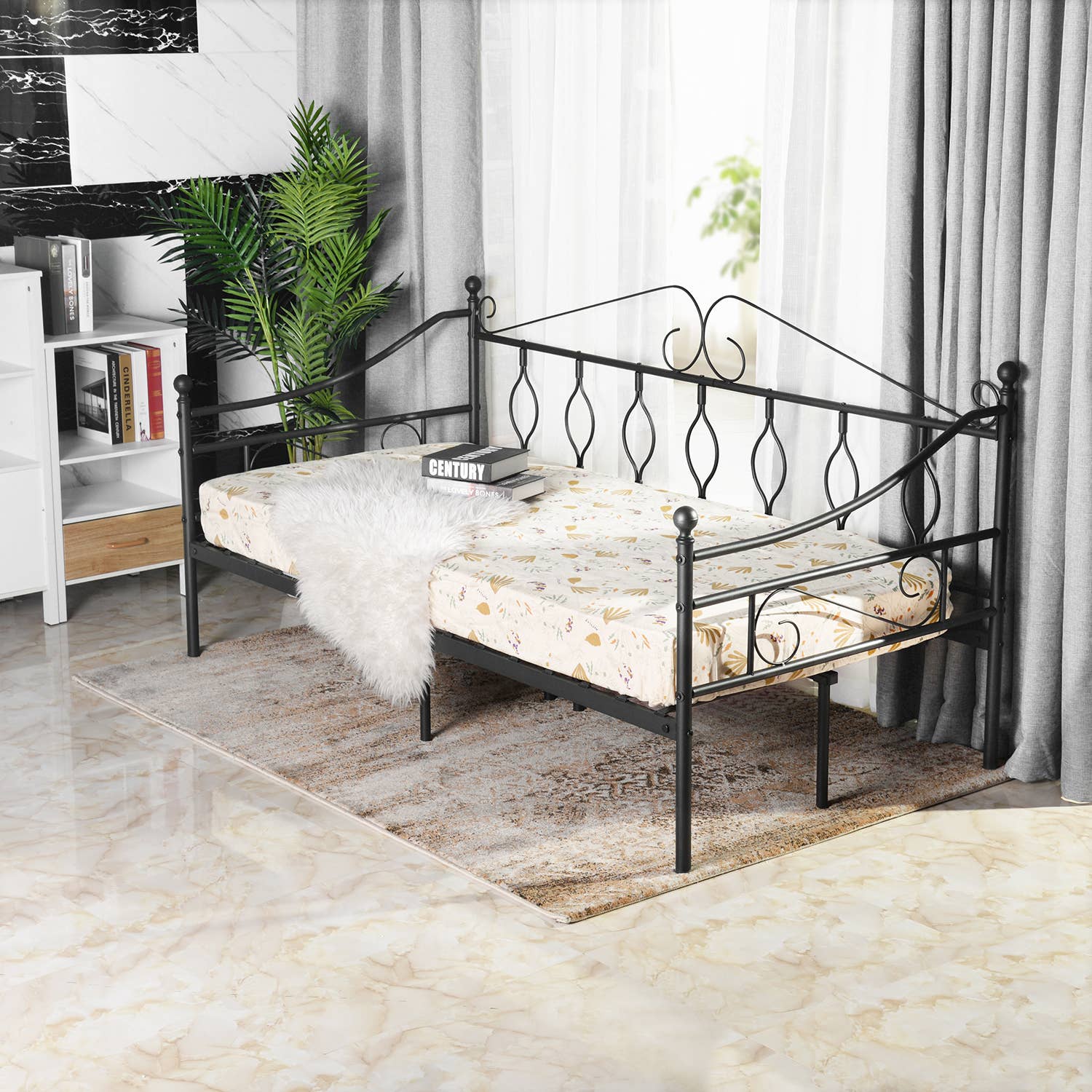 HOMYCASA DESIGN INC - Wholesale Bed - Twin Daybed Metal Platform Bed Frame SofaBed with Metal Slat11