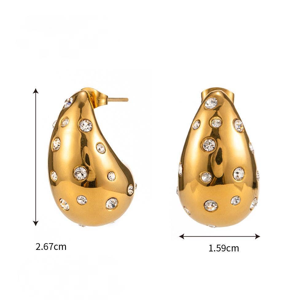 Mio Queena – wholesale Dangle earrings – 18K Gold-plated Stainless Steel Hollow Teardrop Earrings-FGS4