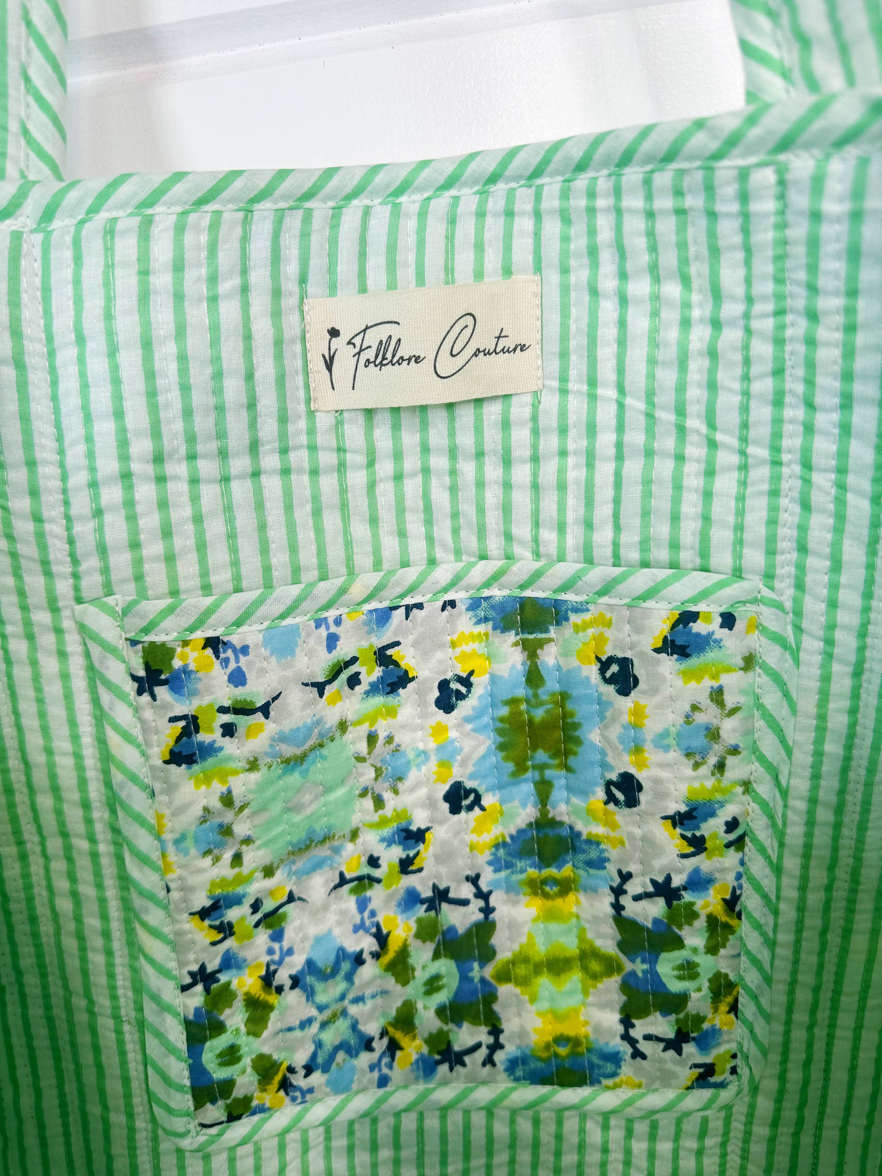 Folklore Couture - Wholesale Grocery/Shopping Bag - Large Tote Bags | Handmade Quilted Tote | Aqua Tie Dye3