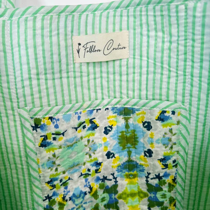 Folklore Couture - Wholesale Grocery/Shopping Bag - Large Tote Bags | Handmade Quilted Tote | Aqua Tie Dye3